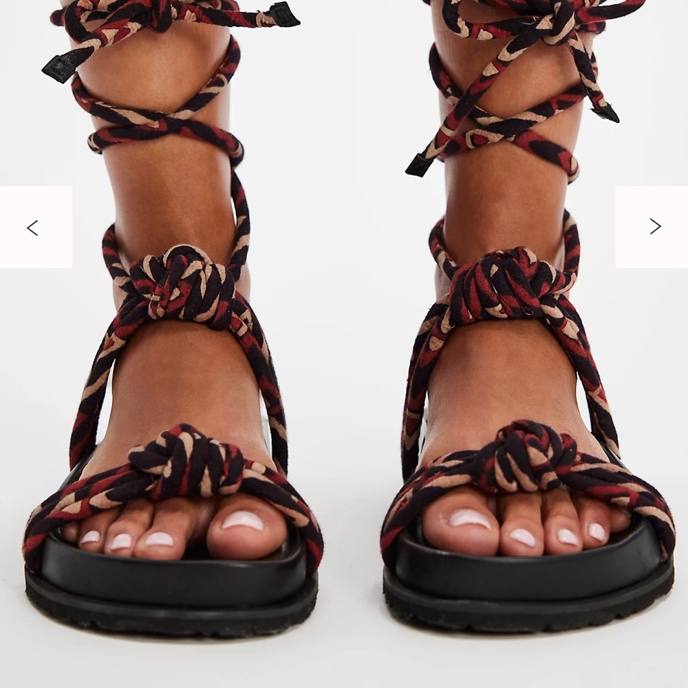 Free People Resort-Ready Wrap Sandals in Berry Bohemian Artisanal Women’s 9 NWT - Picture 4 of 13